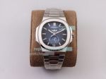 Clone Swiss Patek Philippe Nautilus 57261A Moonphase Watch Stainless Steel Blue Dial